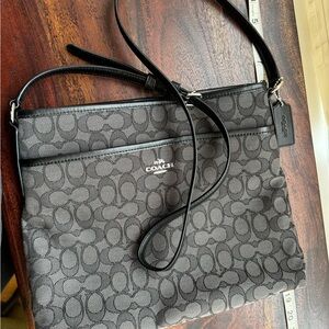 Coach Signature Black and Gray Messenger Bag